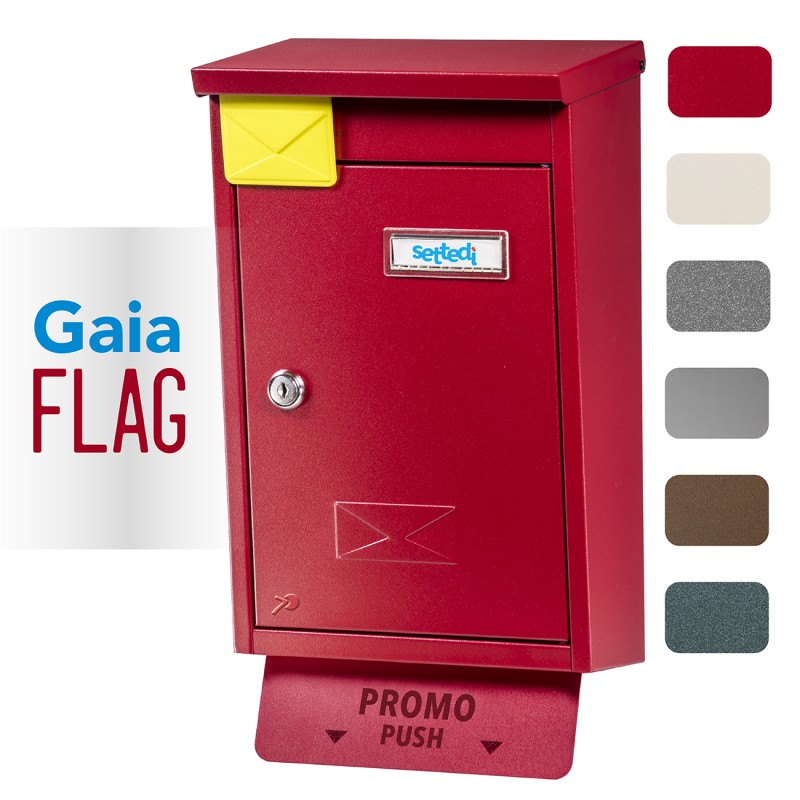 Cassetta postale di colore rosso con segnalatore di presenza - Gaia Flag